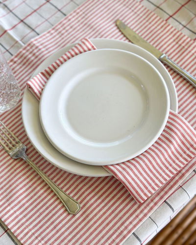 Pack X4 Servilletas/Individuales Rayado - Rojo/Blanco