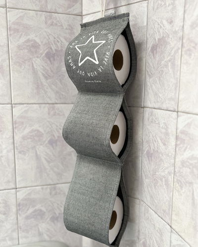 Porta papel higiénico - Ama la vida que vives - Gris