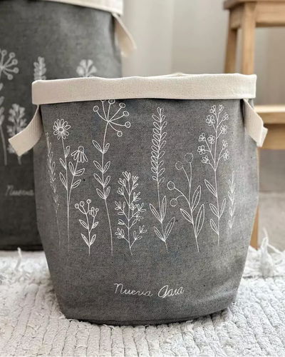 Organizador grande - Flores - Gris