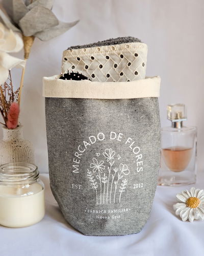 Organizador chico (mercado de flores - gris jean)