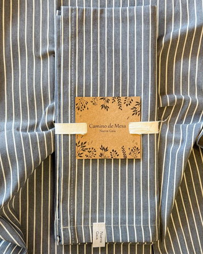 Camino de mesa Rayado - 140x45 - Gris/Blanco