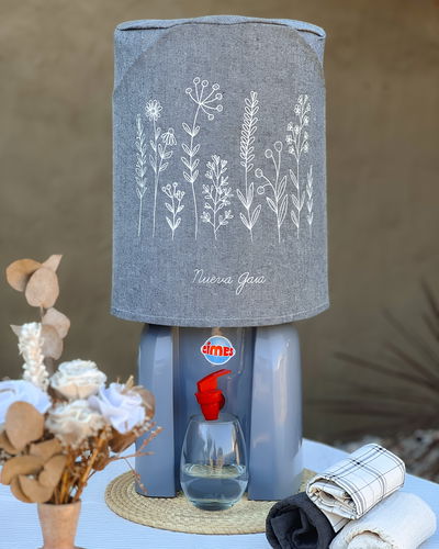 Funda para bidón 20 lts (flores - gris jean)