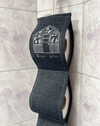 Porta papel higiénico - Lugar feliz - Azul