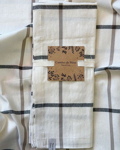 Camino de mesa Cuadrille - 140x45 - Natural/Marrón