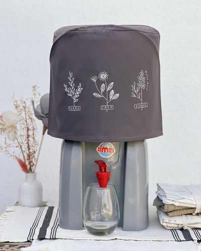 Funda para bidón 12 lts - Sueña, crea, sonríe - Gris grafito