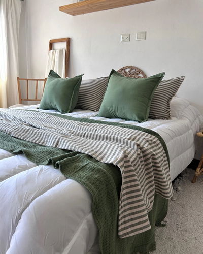 Set X2 Almohadones - 40X40 - Natural/Verde 