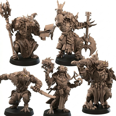 BTB | Set A Dracónidos x5 — Miniaturas RPG Impresas en Resina para D&D y Pathfinder