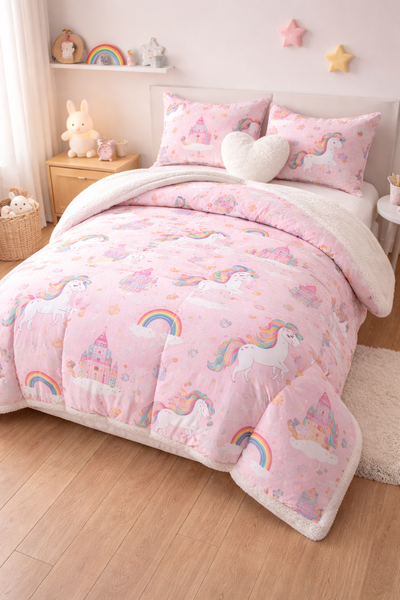EDREDON INFANTIL FLANNEL CON CORDERITO 1 1/2
