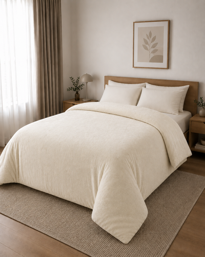 EDREDON FLANNEL LISO CON RELLENO 1 1/2 