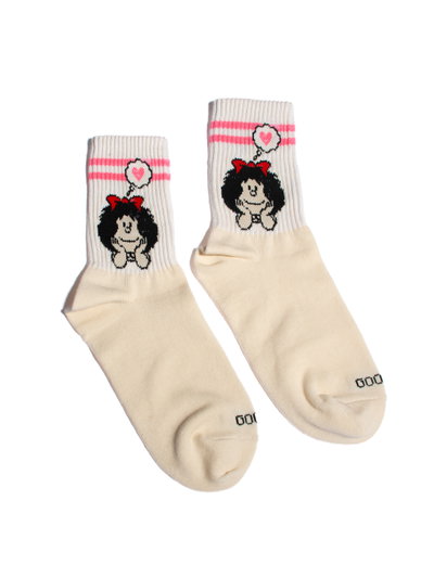 Medias 3/4 Mafalda Enamorada Beiges