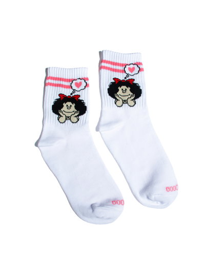 Medias 3/4 Mafalda Enamorada Blancas