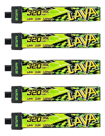 Bateria BetaFPV LAVA II 320mAh 1S 95C LiHV BT2.0 | Pack x5