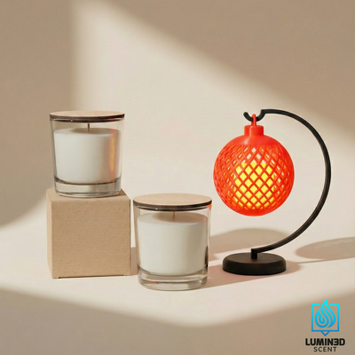 Set Atmósfera Dúo: 2 Velas Premium + Lámpara de Diseño