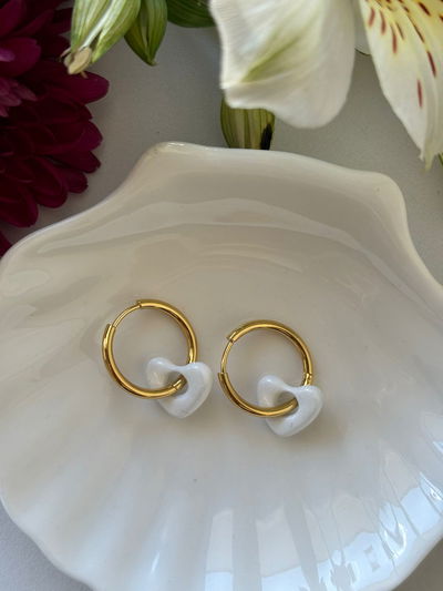 Aros Corazón blanco