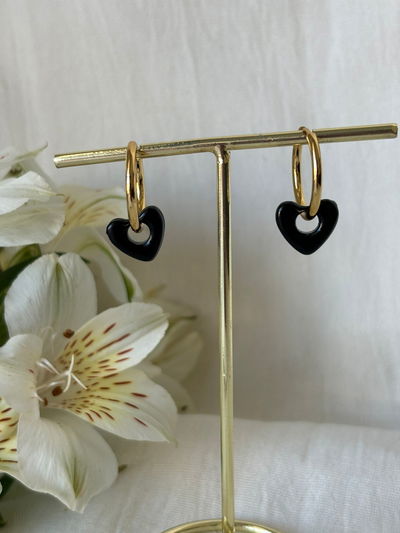 Aros Corazón negro
