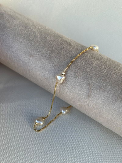 Pulsera Corazones perlados