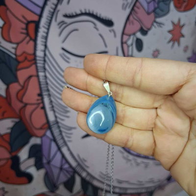 DIJE ÁGATA AZUL - Gota grande