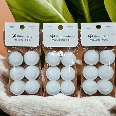 VELAS DE NOCHE BLANCAS x 6 UNIDADES - Iluminarte