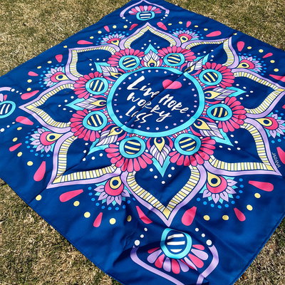 MANTA/LONA MANDALA AZUL - Cuadrada 1,40 m x 1,40 m