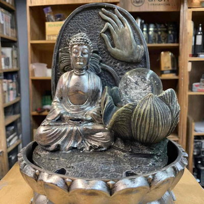 FUENTE DE AGUA MEDIANA CON LUZ BUDA - 30 cm