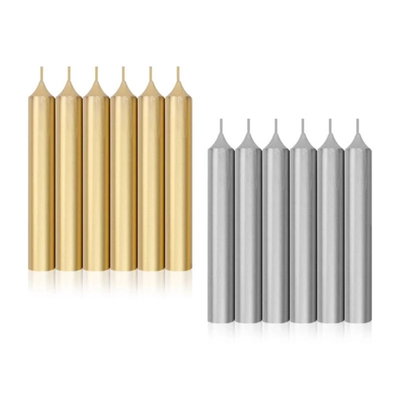 VELAS DORADAS / PLATEADAS CORTAS DE PARAFINA 10 cm - Iluminarte