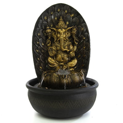FUENTE DE AGUA GRANDE CON LUZ GANESH - 40 cm