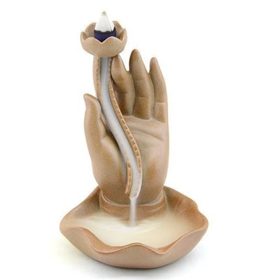 CASCADA DE HUMO MANO CON FLOR - 16 cm