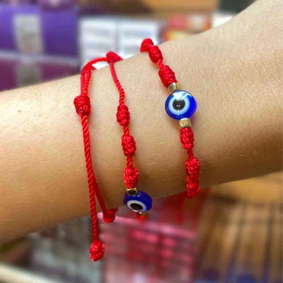 PULSERA ROJA 7 NUDOS CON OJO TURCO