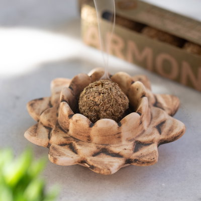 SAHUMADOR Y PORTA SAHUMERIO FLOR DE LOTO