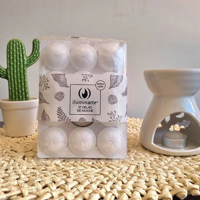 VELAS DE NOCHE BLANCAS x 12 UNIDADES - Iluminarte