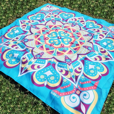 MANTA/LONA MANDALA TURQUESA - Cuadrada 1,40 m x 1,40 m