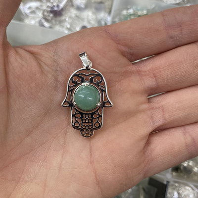 DIJE MANO DE FÁTIMA - Con baño de plata y cristal