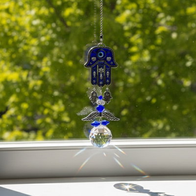 COLGANTE ATRAPASOL MANO DE FÁTIMA Y OJO TURCO