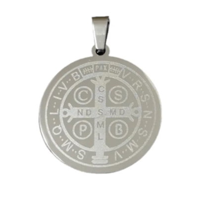 DIJE SAN BENITO DOBLE GRABADO - Acero quirúrgico