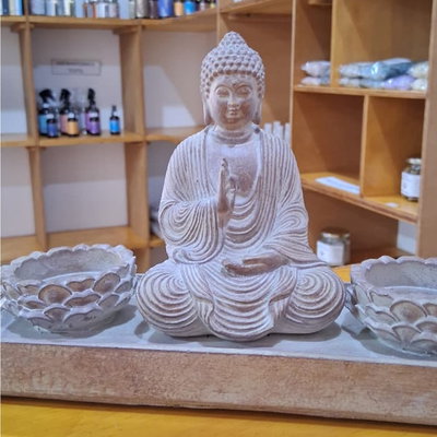 PORTA VELAS DOBLE BUDA - Resina