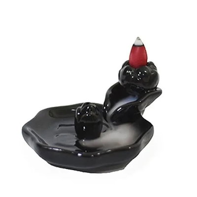 CASCADA DE HUMO FLOR CON PORTA SAHUMERIO (CHICA) - Cerámica