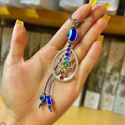LLAVERO ÁRBOL DE LA VIDA 7 CHAKRAS CON OJO TURCO