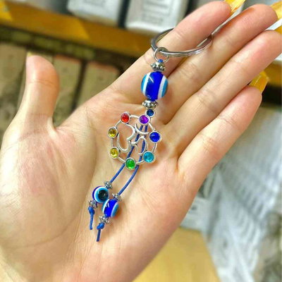 LLAVERO OM 7 CHAKRAS CON OJO TURCO