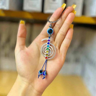 LLAVERO CHO KU REI 7 CHAKRAS CON OJO TURCO