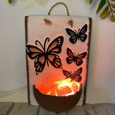 LAMPARA DE SAL COLGANTE MARIPOSAS