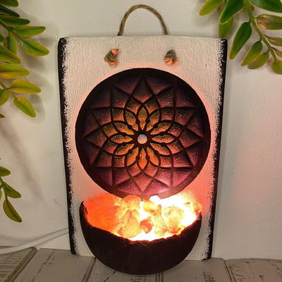 LAMPARA DE SAL COLGANTE MANDALA