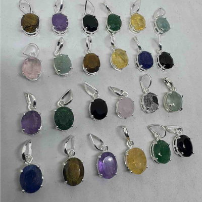 DIJE OVAL MINI FACETADO - Con baño de plata y cristal