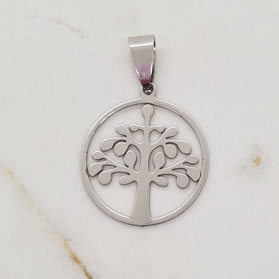 DIJE ÁRBOL DE LA VIDA GRANDE - Acero quirúrgico