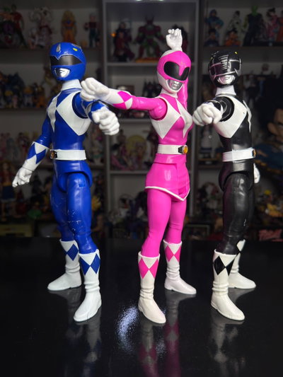 POWER RANGERS AZUL, ROSA Y NEGRO (22CM) MUNDO USADO - GIRUTOYS