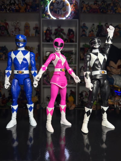 POWER RANGERS AZUL, ROSA Y NEGRO (22CM) MUNDO USADO - GIRUTOYS