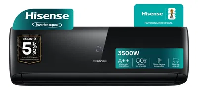 Aire Acondicionado Hisense Split Inverter Frio Calor 3500W Black Negro