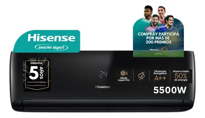 Aire Acondicionado Hisense Split Inverter Frio Calor 5500W Black Negro