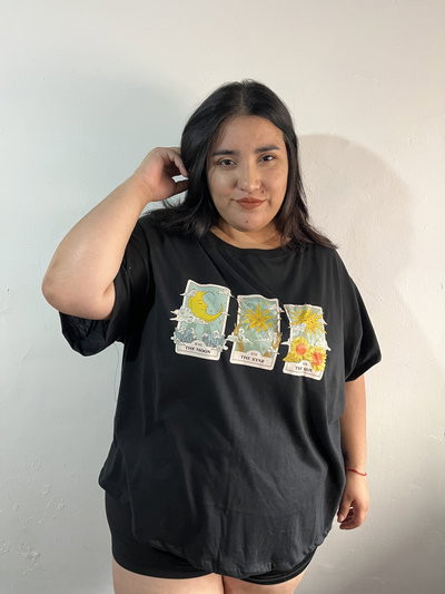 Remera Oversize Tarot Sol / Luna / Estrella