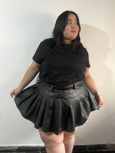 Pollera tableada engomada Lali en stock