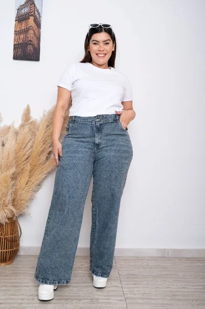 Wide Leg Azul Arenado Vintage